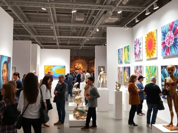 Expoziție de artă contemporană vibrantă, plină de culori.